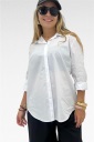 camicia asimmetrica con bottoni a scomparsa white